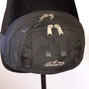 EDDIE BAUER Canvas Organizer Belt Bag/Fanny Pack--Black *Fits up to 46" Waist
